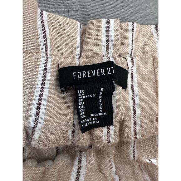 Forever 21 Women’s Tan/Brown Pinstripe Drawstring Wide-leg pants- S - Picture 4 of 7